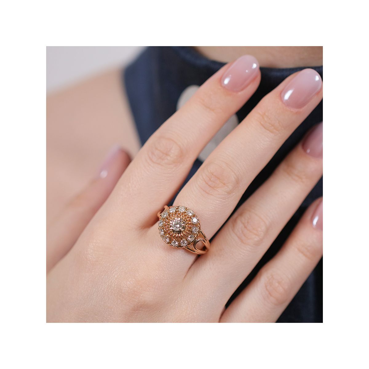 Bague En Or 18 Carats Avec Diamants (0.08 Ct) - Poids 2.66g - Taille 52 - Occasion