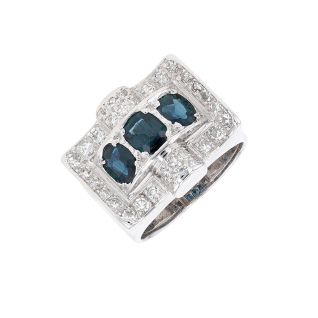 Bague or gris saphir et diamant(s) Vintage
