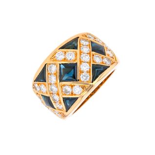 Bague or jaune saphir et diamant(s) Vintage