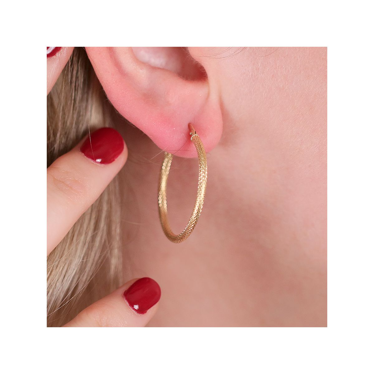 Boucles D'oreilles Créoles Articulées Or 333 Bicolore Jaune Blanc - 16 Mm - Hommes
