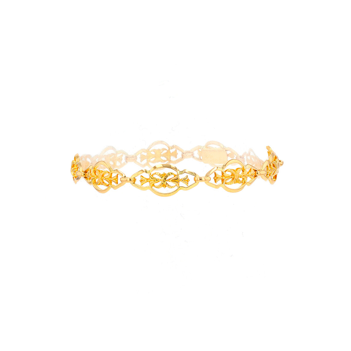 Bracelet Vintage Rigide Filigrane – Couleur Or Poli Brillant – Fermoir Sécurité – Occasion