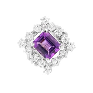 Bague or gris diamant,P.fine Vintage Amethyste