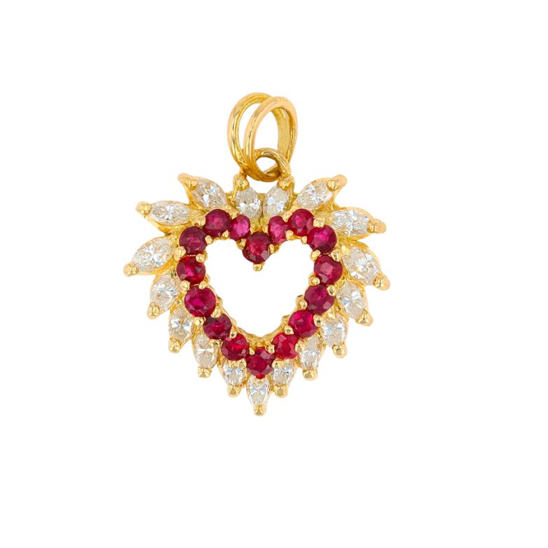 Pendentif En Or 18 Carats Avec Cœur En Diamants 0,20 Carat - Poids 1,11 G - Occasion Parfait état