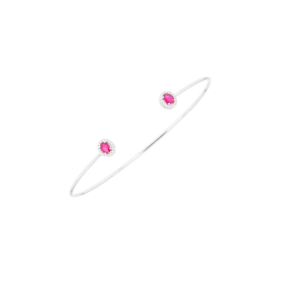 Bracelet Or 18 Carats - Avec Rubis Et Diamants 0,20 Ct - 13,89 G - Occasion En Bon état