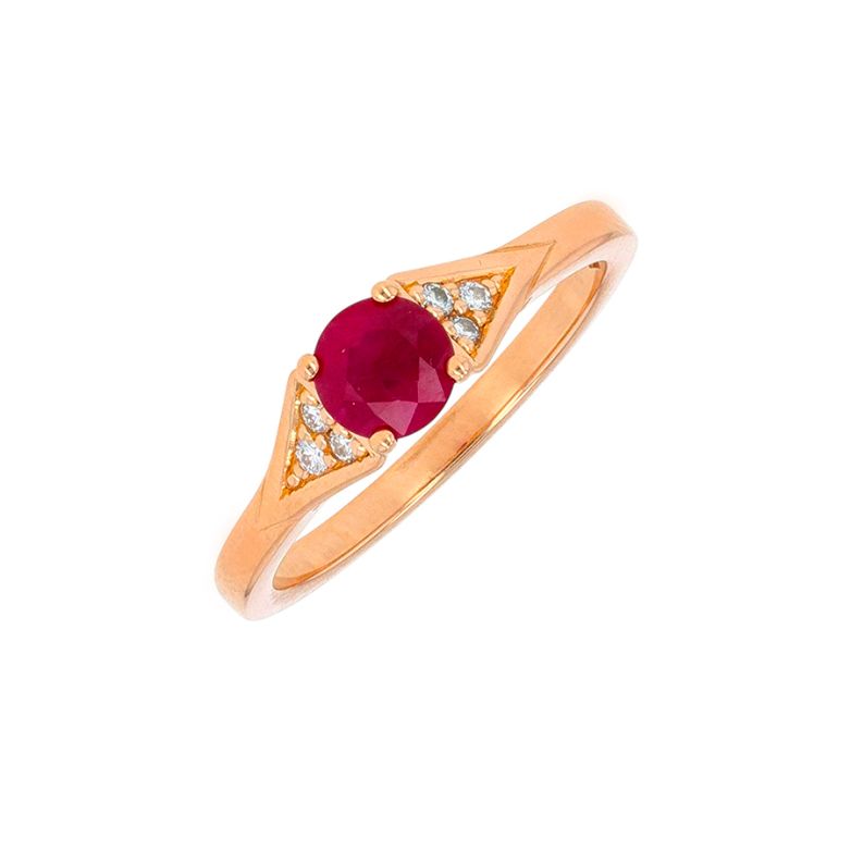 Bague or rose rubis et diamant(s)