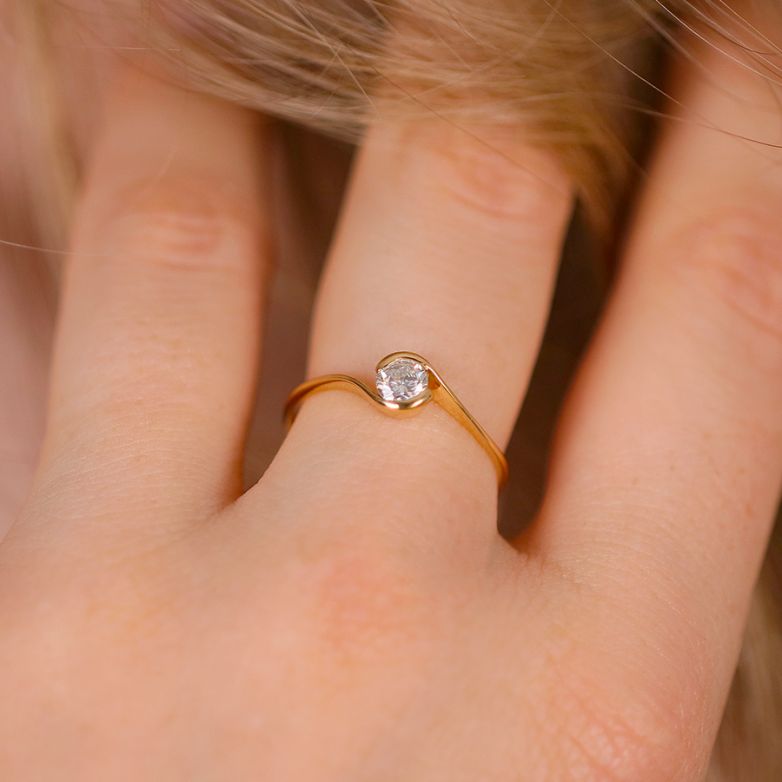 Solitaireor jaune diamant (s) 