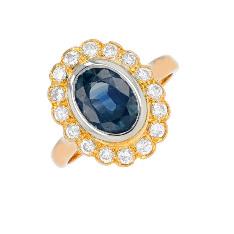 Bague or bicolore saphir et diamant(s)