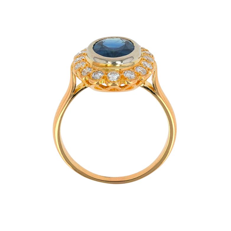 Bague or bicolore saphir et diamant(s) 