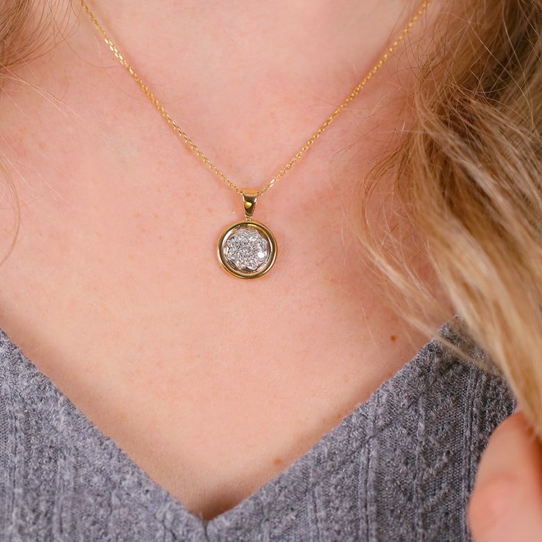Pendentif or bicolore diamant (s) 