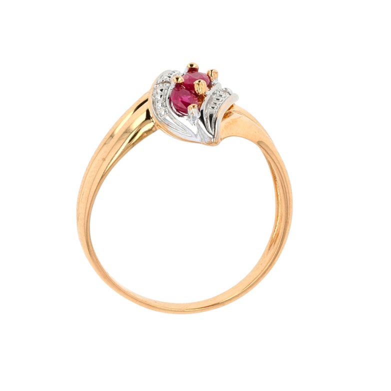 Bague or bicolore rubis et diamant(s) 