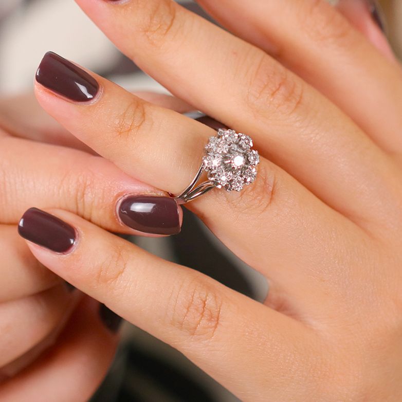 Bague or gris diamant (s) Vintage 