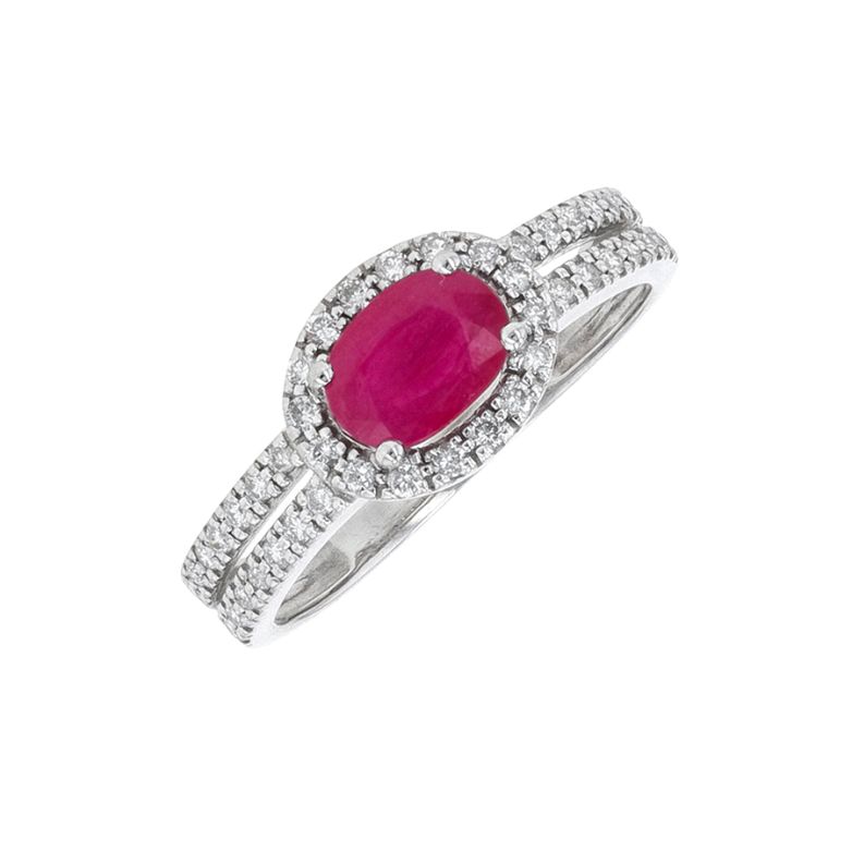 Bague or gris rubis et diamant(s)