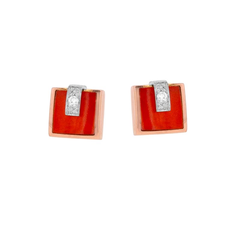 Boucles d'oreilles or rose diamant (s)