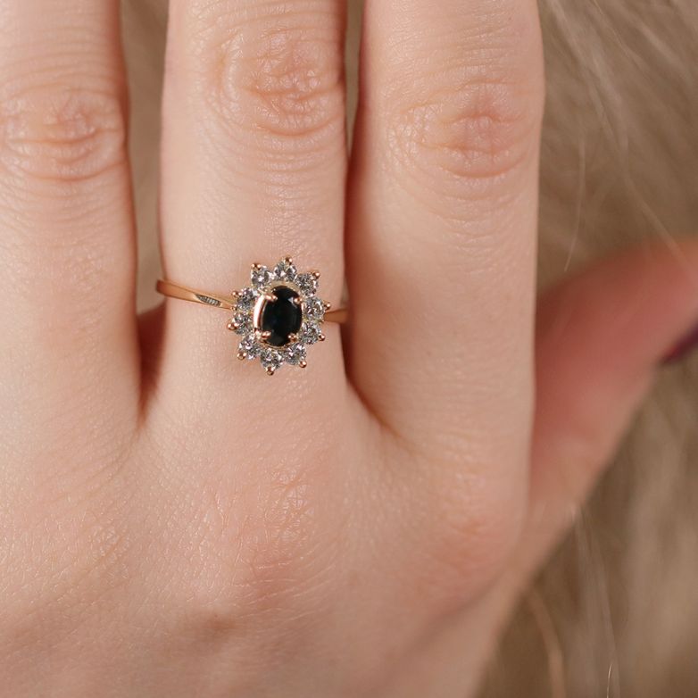 Bague or jaune saphir et diamant(s) 