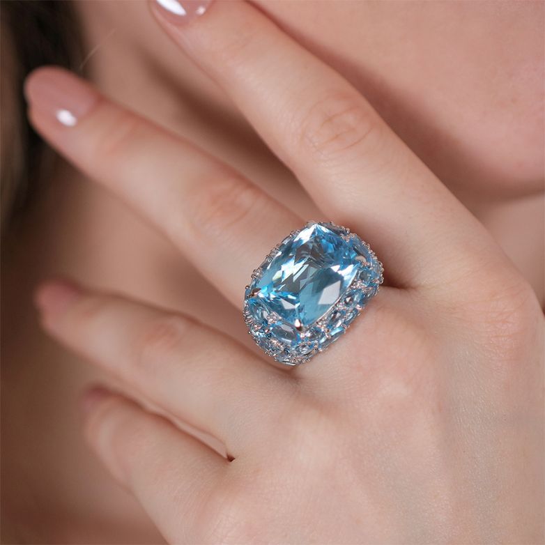 Bague or gris Topaze 