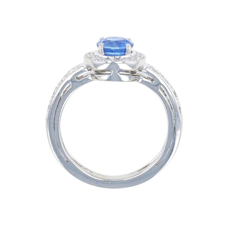 Bague or gris saphir et diamant(s) 