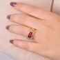 Bague or jaune rubis et diamant(s) Vintage Rubis de synthèse