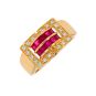 Bague or jaune rubis et diamant(s) Vintage Rubis de synthèse