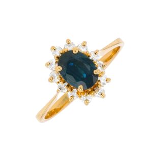 Bague or jaune saphir et diamant(s)