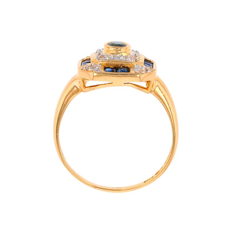 Bague or bicolore saphir et diamant(s) 