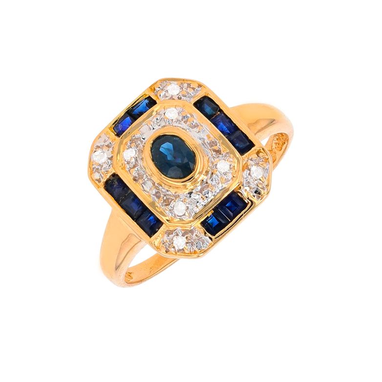 Bague or bicolore saphir et diamant(s)