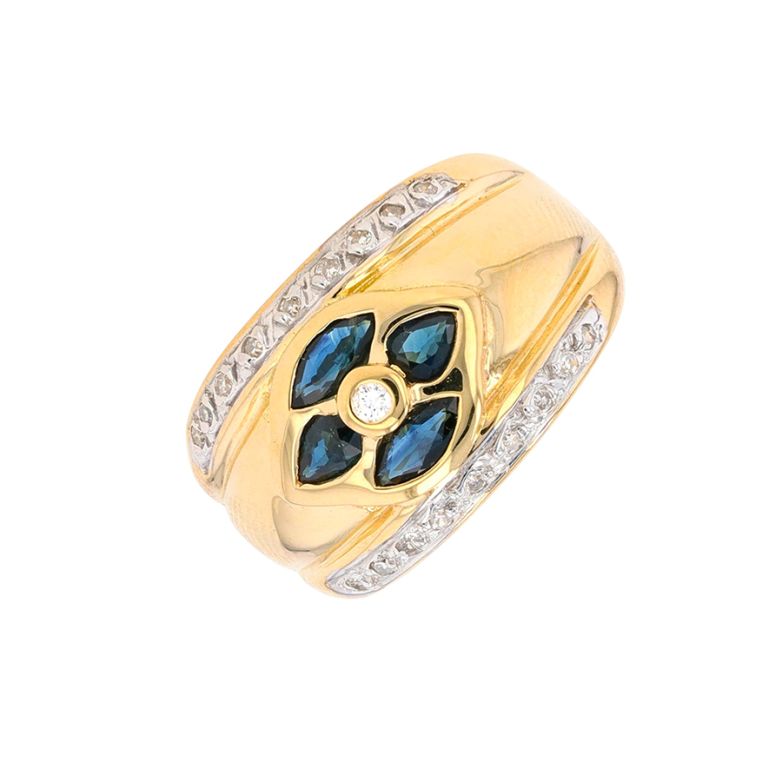 Bague or bicolore saphir et diamant(s) 