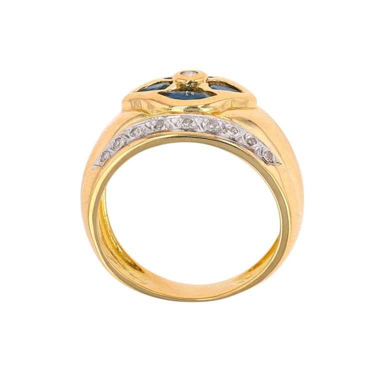 Bague or bicolore saphir et diamant(s) 