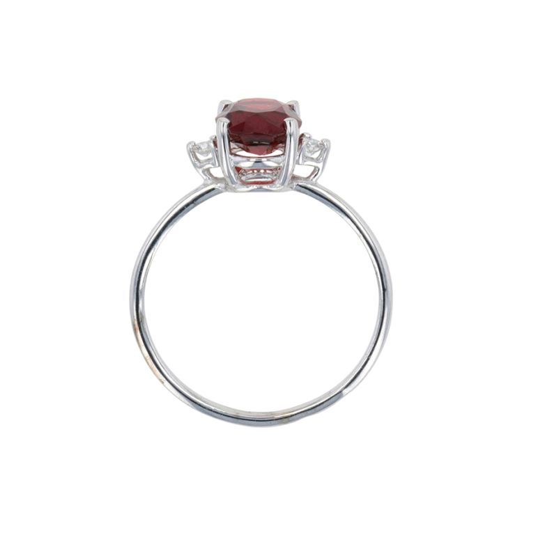 Bague or gris diamant,P.fine grenat