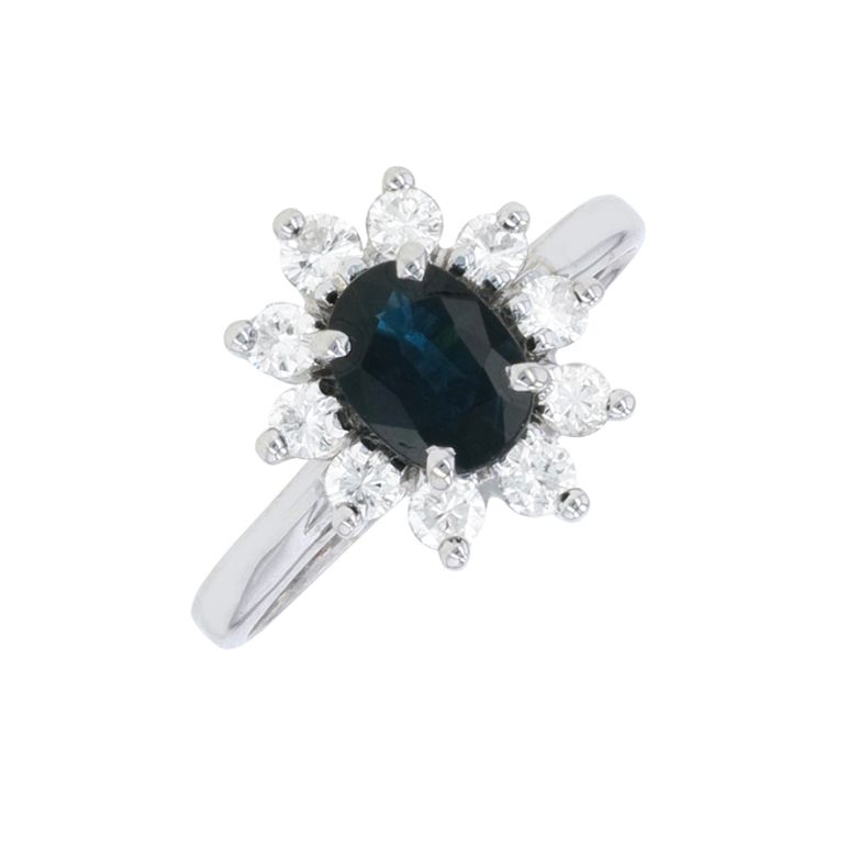 Bague or gris saphir et diamant(s)
