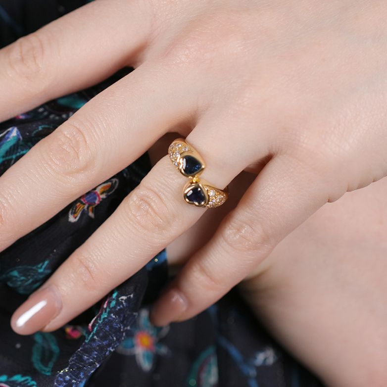 Bague or jaune saphir et diamant(s) 