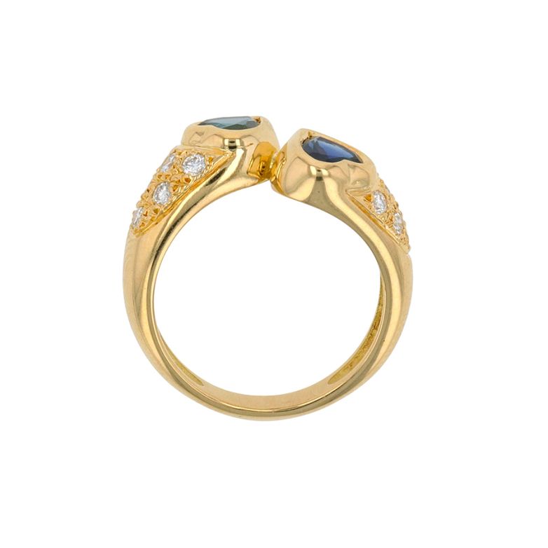 Bague or jaune saphir et diamant(s) 
