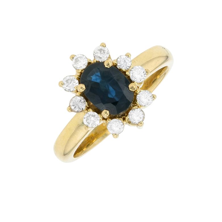 Bague or jaune saphir et diamant(s)