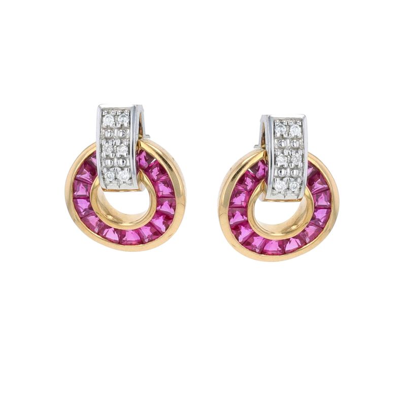 Boucles d'oreilles or bicolore rubis et diamant(s)