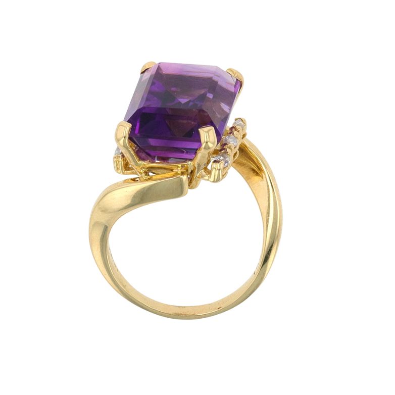 Bague or jaune Améthystes 