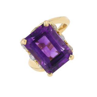 Bague or jaune Améthystes