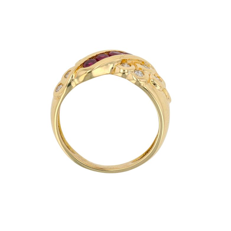 Bague or jaune rubis et diamant(s) 