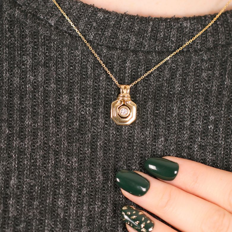 Pendentif or jaune diamant (s) Vintage 