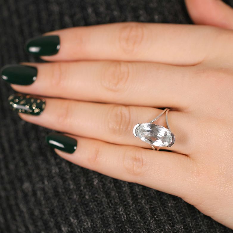 Bague or gris aigue-marine 