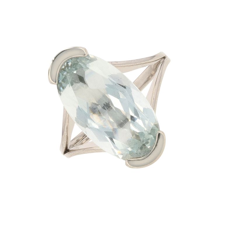 Bague or gris aigue-marine