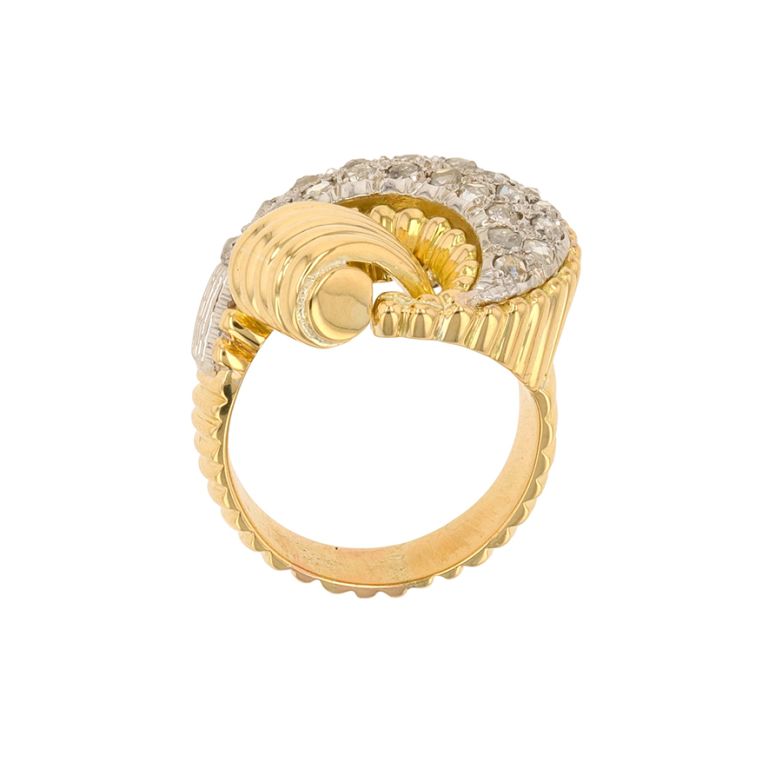 Bague or jaune rose de diamants Vintage 