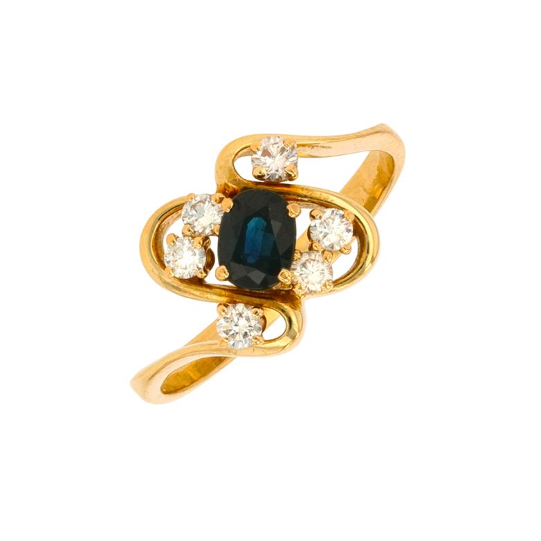 Bague or jaune saphir et diamant(s)