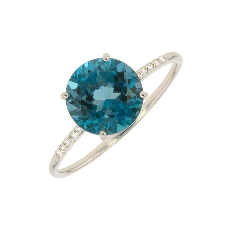 Bague or gris diamant,P.fine topaze