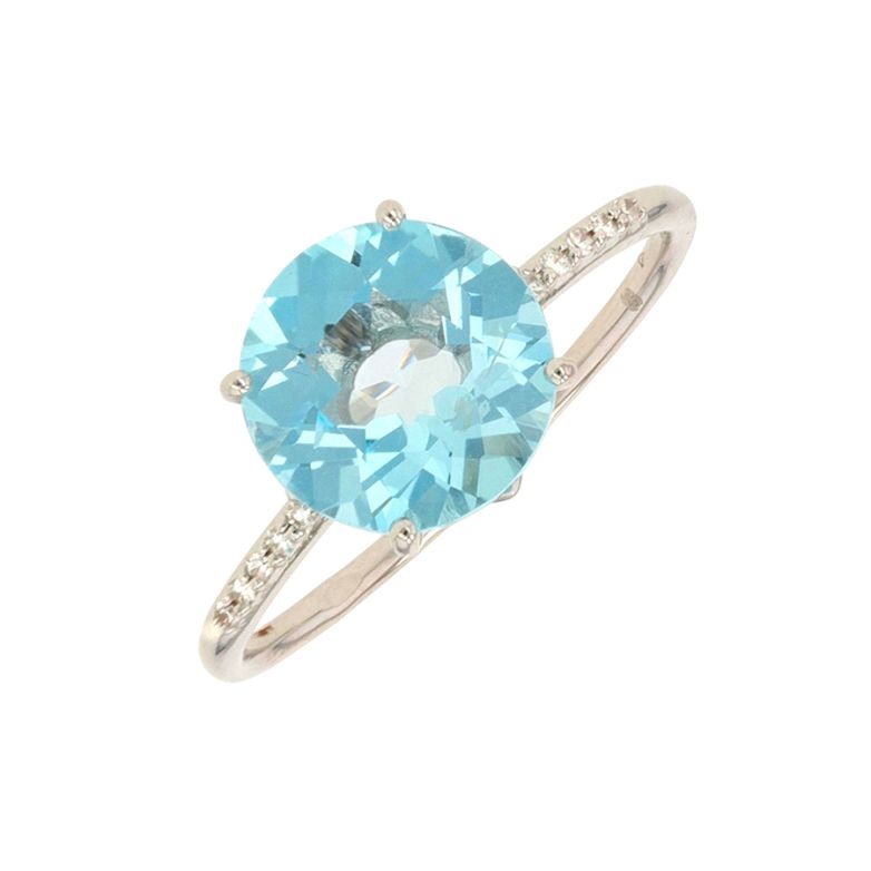 Bague or gris diamant,P.fine topaze