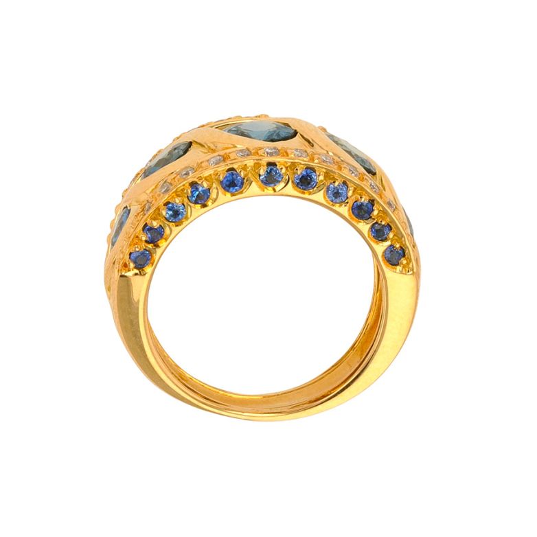 Bague or jaune saphir et diamant(s) 