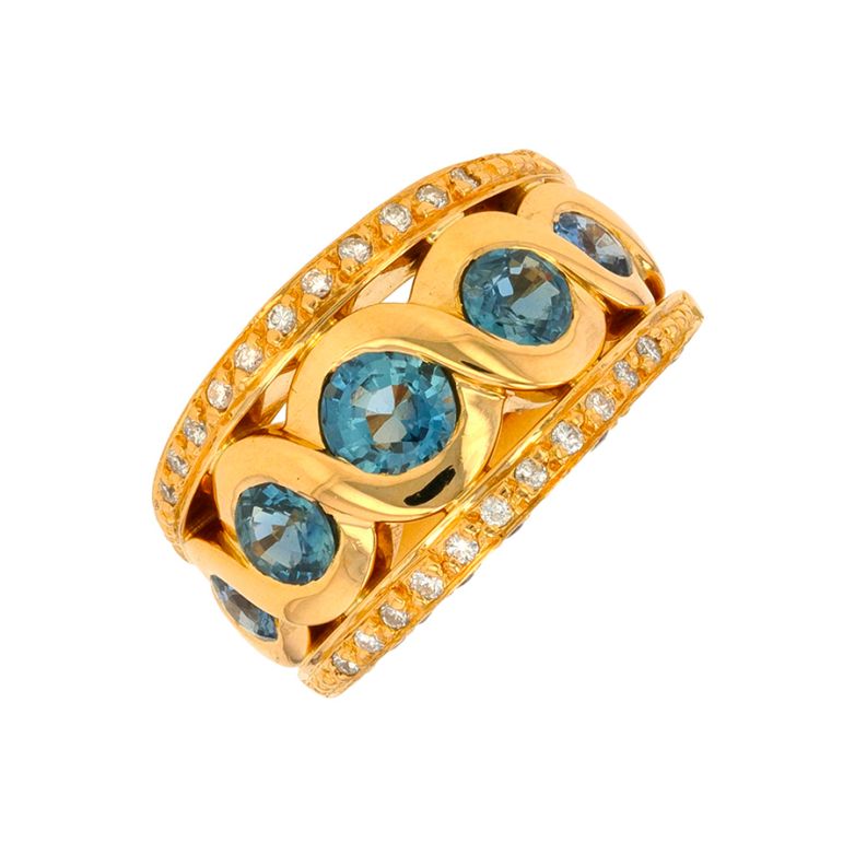 Bague or jaune saphir et diamant(s)