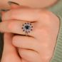 Bague or gris saphir et diamant(s) 