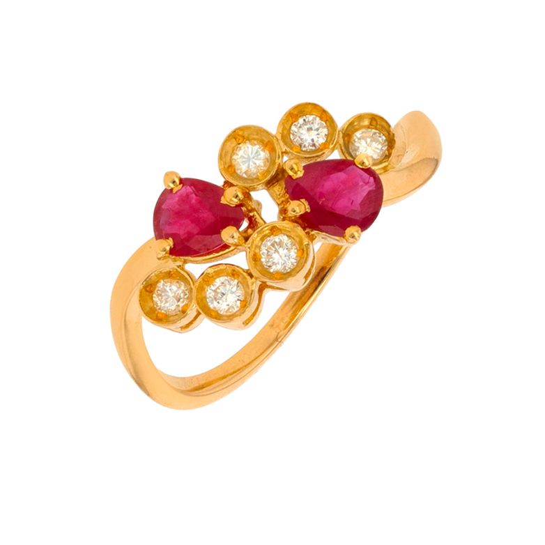 Bague or jaune rubis et diamant(s) 