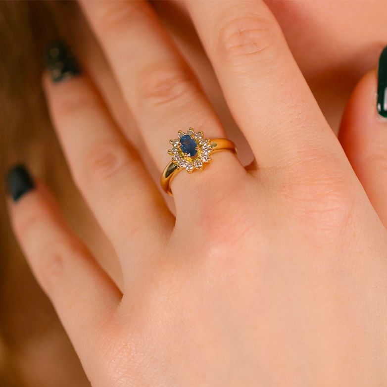 Bague or jaune saphir et diamant(s) 