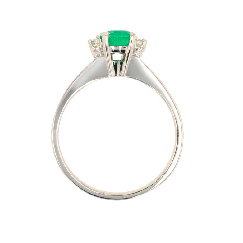Bague or gris émeraude et diamant(s) 