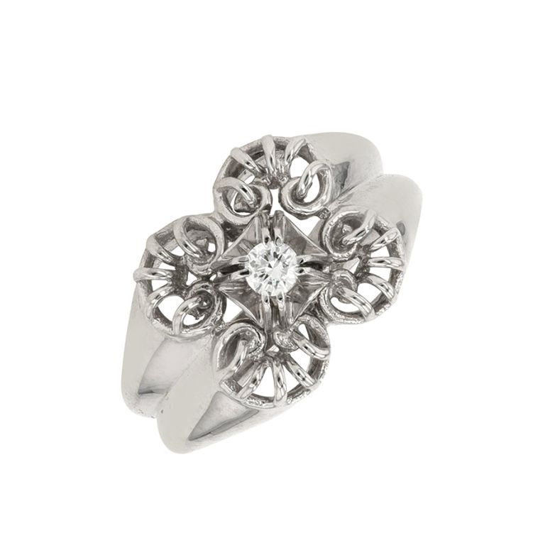 Bague or gris diamant (s) Vintage